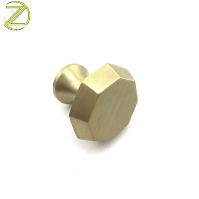 Gold Cabinet Knobs Modern vintage Brushed Solid Brass Octagon shape Furniture Kitchen Drawer Door knob Pull Handle